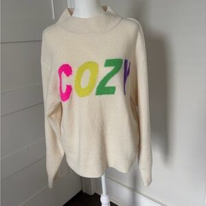 a new day Cream Sweater with Colorful COZY Design